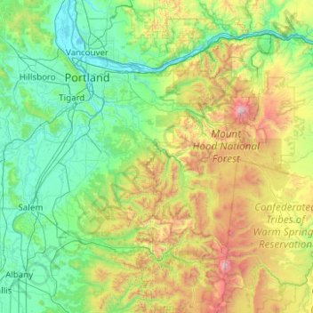 Clackamas topographic map, elevation, terrain