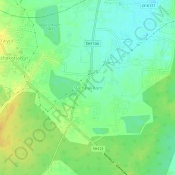 Mambakkam topographic map, elevation, terrain