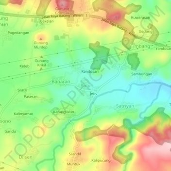 Bulu topographic map, elevation, terrain