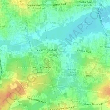 Balagere topographic map, elevation, terrain