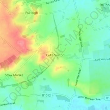 Cold Norton topographic map, elevation, terrain