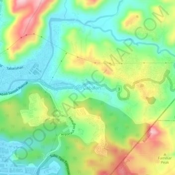 Old Cabalan topographic map, elevation, terrain