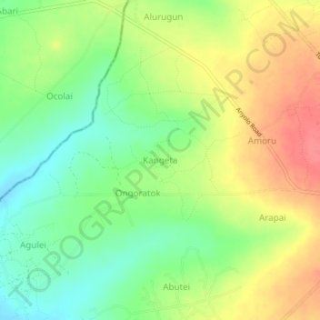 Kangeta topographic map, elevation, terrain