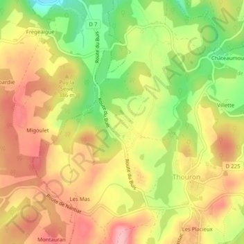 Richefort topographic map, elevation, terrain