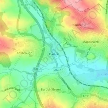 Darton topographic map, elevation, terrain