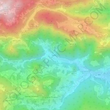 Studence topographic map, elevation, terrain