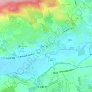 Torrance topographic map, elevation, terrain