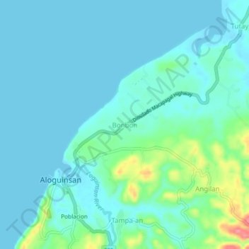 Bonbon topographic map, elevation, terrain