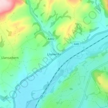 Llanwrda topographic map, elevation, terrain