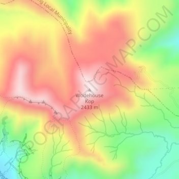 Wodehouse Kop topographic map, elevation, terrain