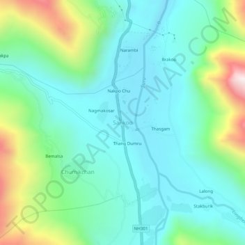 Sankoo topographic map, elevation, terrain