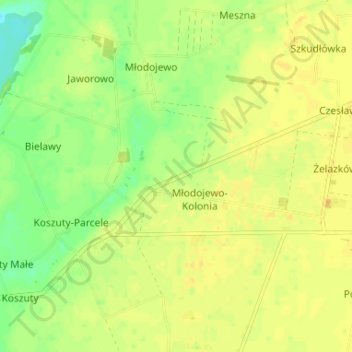Młodojewo-Parcele topographic map, elevation, terrain