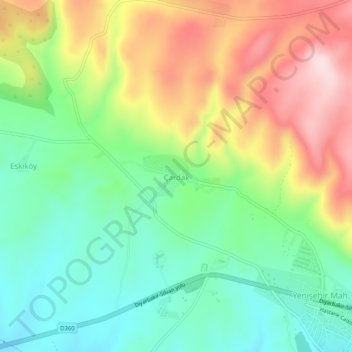 Çardak topographic map, elevation, terrain