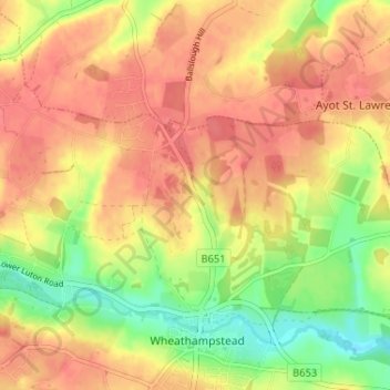 Lower Gustard Wood topographic map, elevation, terrain