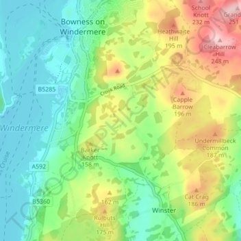 Lindeth topographic map, elevation, terrain