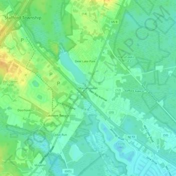 Manahawkin topographic map, elevation, terrain