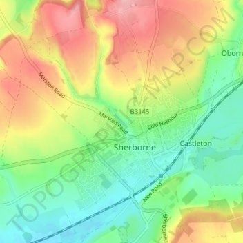 Nether Coombe topographic map, elevation, terrain