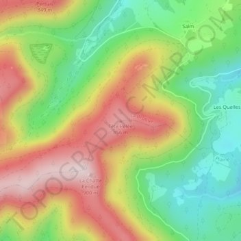 Tête Pelée topographic map, elevation, terrain