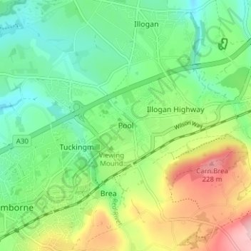 Pool topographic map, elevation, terrain