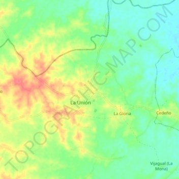 La Unión topographic map, elevation, terrain