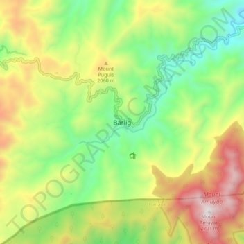 Barlig topographic map, elevation, terrain