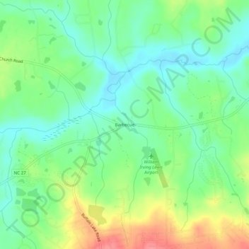 Barbecue topographic map, elevation, terrain