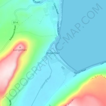 Waterfoot topographic map, elevation, terrain