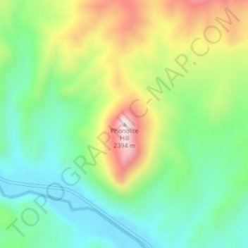 Phonolite Hill topographic map, elevation, terrain