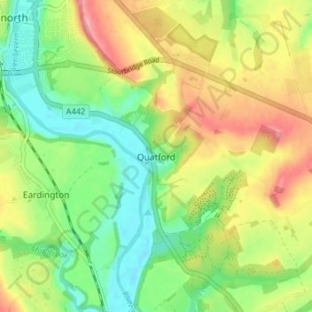 Quatford topographic map, elevation, terrain