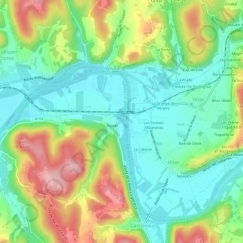 Fayrac topographic map, elevation, terrain