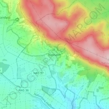 Nassach topographic map, elevation, terrain