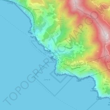 Riomaggiore topographic map, elevation, terrain