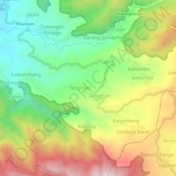 Tengah topographic map, elevation, terrain