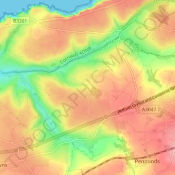 Kehelland topographic map, elevation, terrain