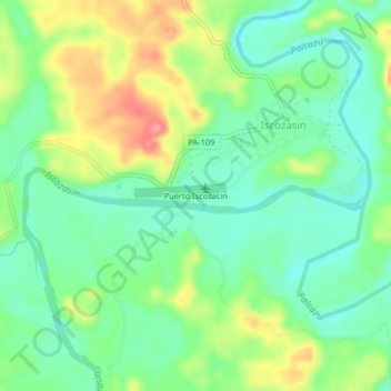 Puerto Iscozacin topographic map, elevation, terrain
