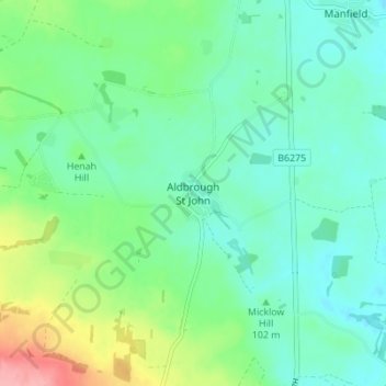 Aldbrough St John topographic map, elevation, terrain