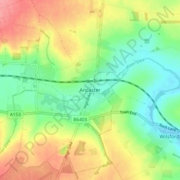 Ancaster topographic map, elevation, terrain