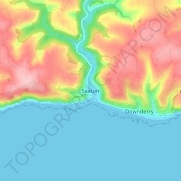 Seaton topographic map, elevation, terrain