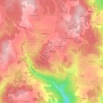 La Terrasse topographic map, elevation, terrain