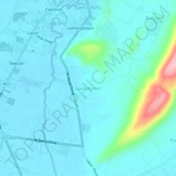 Guinobatan topographic map, elevation, terrain