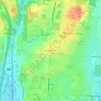 Mount Pleasant topographic map, elevation, terrain