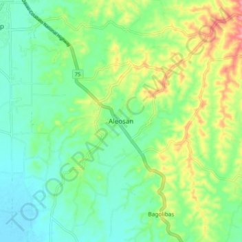 Aleosan topographic map, elevation, terrain