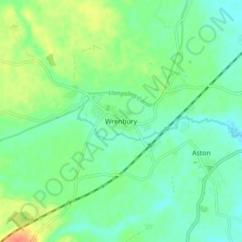 Wrenbury topographic map, elevation, terrain