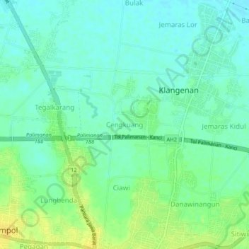 Cengkuang topographic map, elevation, terrain