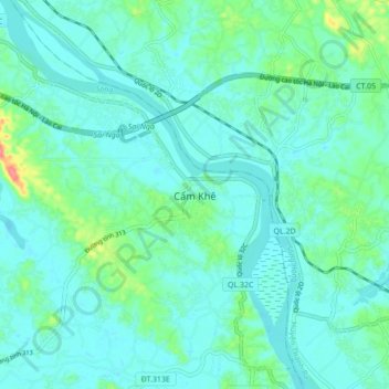 Cẩm Khê topographic map, elevation, terrain