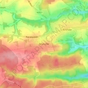 Morville topographic map, elevation, terrain