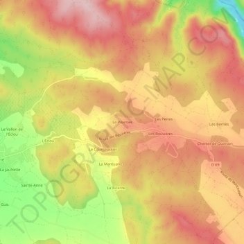 Le Pilantier topographic map, elevation, terrain