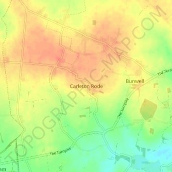 Carleton Rode topographic map, elevation, terrain