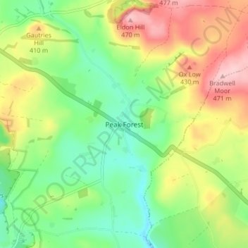 Peak Forest topographic map, elevation, terrain