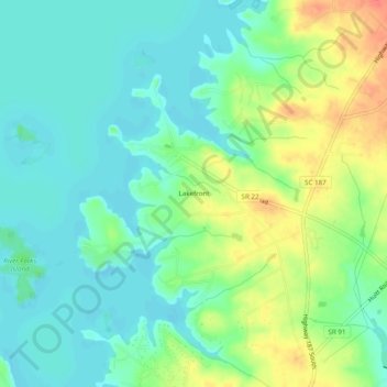 Lakefront topographic map, elevation, terrain